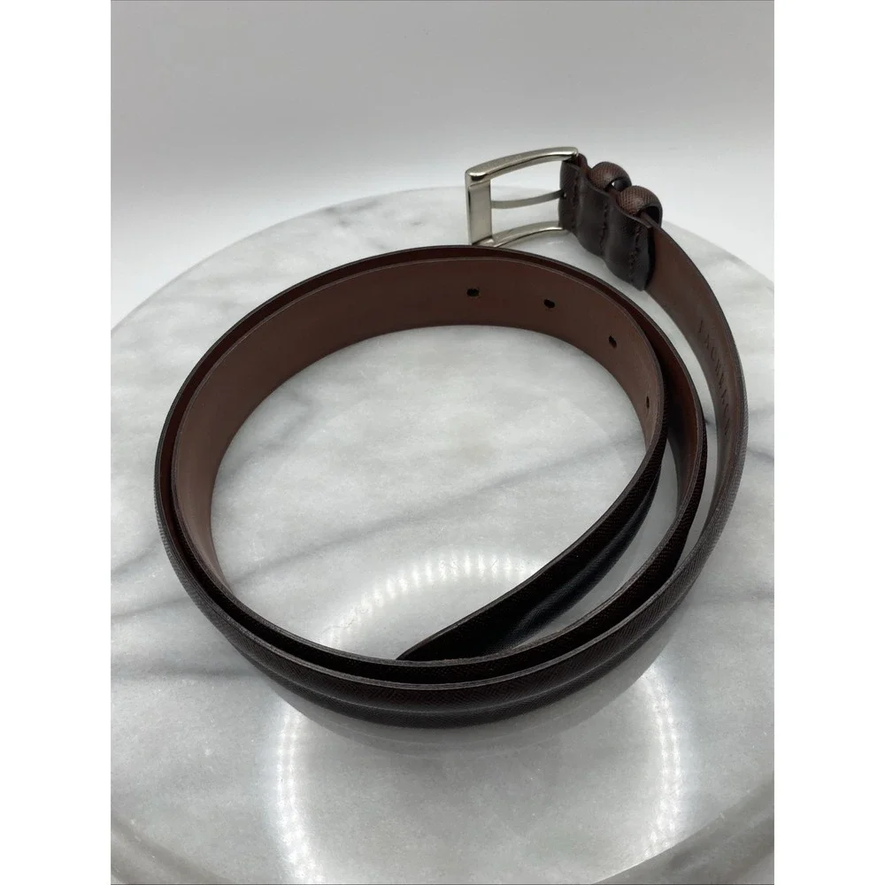 Bachrach‎ Italian Leather Dark Brown Belt - Solid Buckle - Men's 42